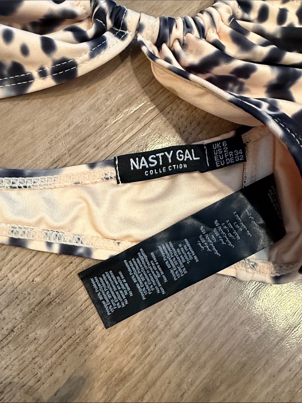 Nasty Gal Cream and Black Leopard Print Tie-String Bikini Set - Picture 5 of 7